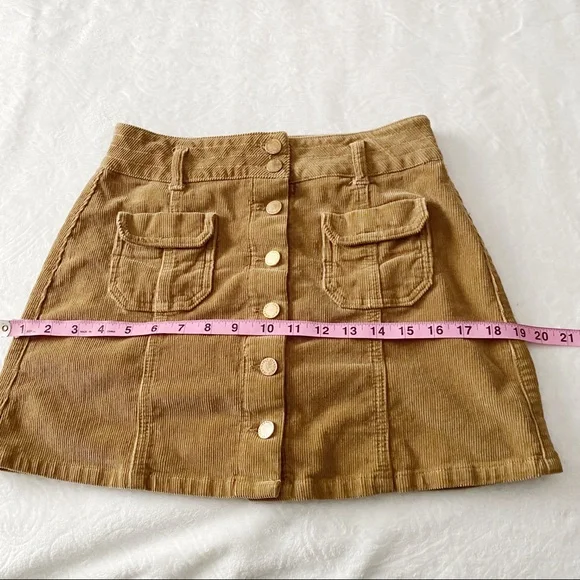 Corduroy Button Down Cargo Pocket Mini Skirt - Picture 6 of 11